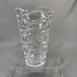 Mikasa Atlantic Crystal Table Vase‎ Clear Rippling Pattern - 8.75" H, 5.35" W